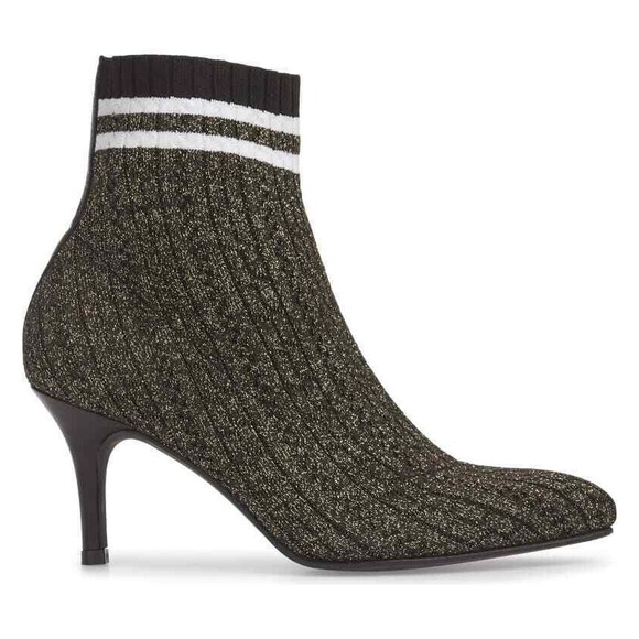 Stuart Weitzman Waverly Black Gold Sock Bootie Women's Sz 8.5 NWB $575 - Picture 4 of 10